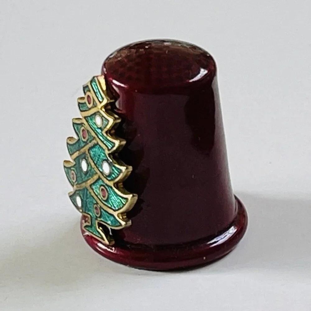 Sewing Quilting Thimble Christmas Tree‎ Red Collectible Holiday